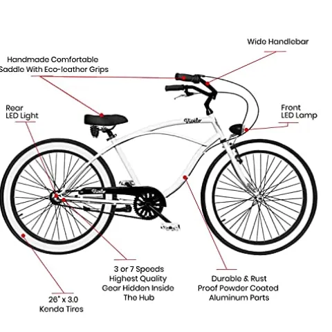 Vivelo Rider X Beach Cruiser for Men Complete Bike 3-Speed Clyde