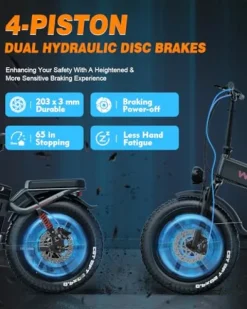 W Wallke Folding Electric Bike for Adults, 1750W Dual Motor, 48V 40Ah Long Range Ebike 20″ Fat Tire Gray