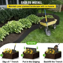 WACTO Flexible Landscape Edging 10″ Depth 300 ft Recycled HDPE Black