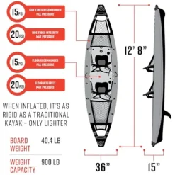 Waimea Bay Rigid Inflatables Drifter 2 Seater Inflatable Fishing Kayak Multicolor
