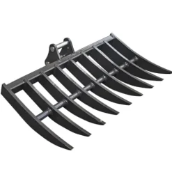 Wallemac Land Clearing Root Rake 36″ for CAT Mini Excavator Dark Grey