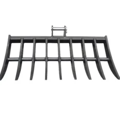 Wallemac Land Clearing Root Rake 36″ for CAT Mini Excavator Dark Grey