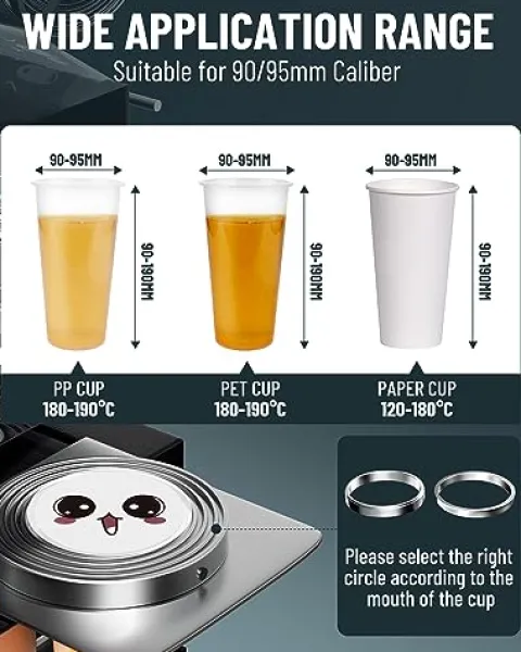 WantJoin Full Automatic Cup Sealing Machine 90/95mm Digital LCD Black