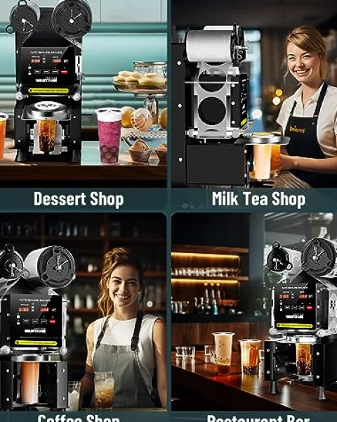 WantJoin Full Automatic Cup Sealing Machine 90/95mm Digital LCD Black