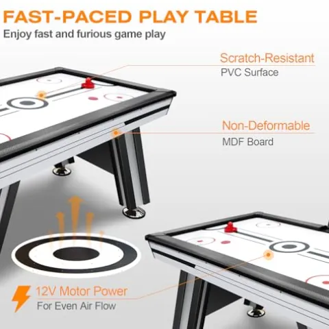 WAQINBR 6ft Air Hockey Table LED Game Set Black White