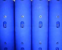 WaterPrepared 160 Gallon Stackable Utility Water Tank with Large Cap and 2 Spigots Blue
