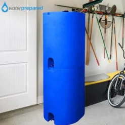 WaterPrepared 3 Pack 55 Gallon Stackable Water Tank Blue