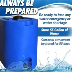 WaterPrepared 3 Pack 55 Gallon Stackable Water Tank Blue