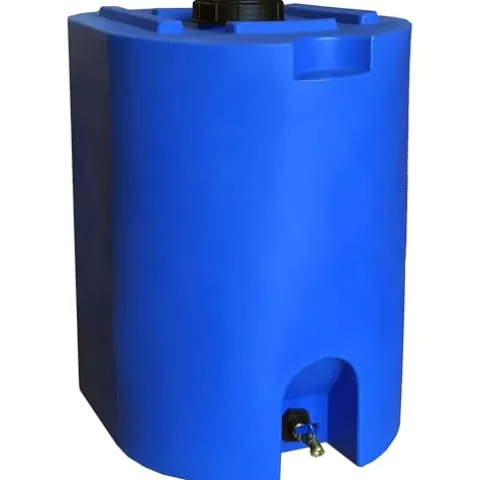 WaterPrepared 4 Pack 55 Gallon Stackable Rain Barrel Storage Blue