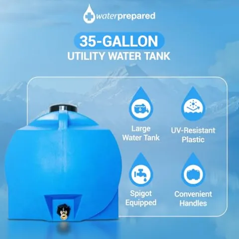 WaterPrepared 3 Pack Portable Water Tank 35 Gallon Blue