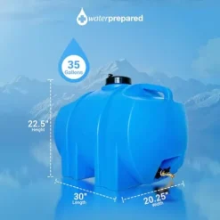 WaterPrepared 3 Pack Portable Water Tank 35 Gallon Blue