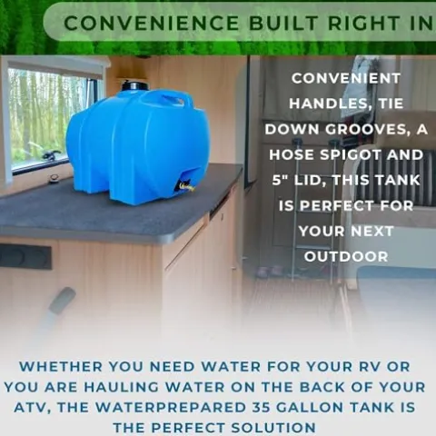 WaterPrepared 3 Pack Portable Water Tank 35 Gallon Blue