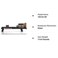 WaterRower Club Rowing Machine with S4 Monitor Rose and Black