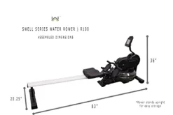 WaveFit Swell Series Water Rower R100 Indoor Rowing Machine with Bluetooth Connectivity, 300 lb Weight Capacity