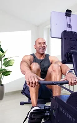 WaveFit Swell Series Water Rower R100 Indoor Rowing Machine with Bluetooth Connectivity, 300 lb Weight Capacity