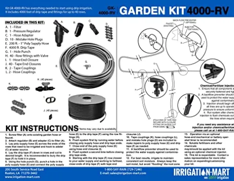 We SAVVY Irrigation GK-4000-RV Garden Irrigation Kit 4000 Row Feet