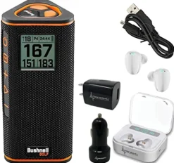 Wearable4U Bushnell Wingman View Golf GPS Bluetooth Speaker Bundle White Earbuds Wall/Car Chargers