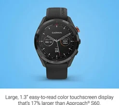 Wearable4U Garmin Approach S62 Premium GPS Black Golf Watch with Black Earbuds Bundle