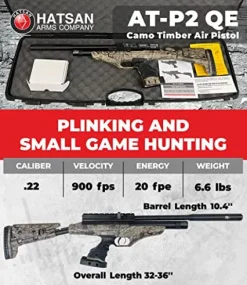 Wearable4U Hatsan at-P2 QE QuietEnergy Tact PCP Air Rifle .22 Cal Timber Bundle with Pellets and Targets