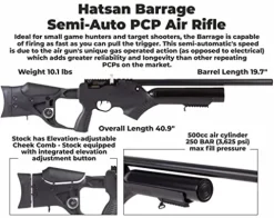 Wearable4U Hatsan Barrage Semi Auto PCP .22 Cal Air Rifle Bundle with Scope, Paper Targets & Pellets