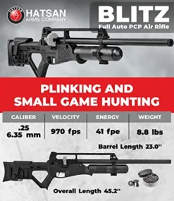 Wearable4U Hatsan Blitz Full Auto PCP .25 Cal Air Rifle Bundle with 150 Pellets & 100 Targets
