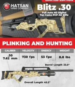 Wearable4U Hatsan Blitz Limited Edition PCP Air Rifle Bundle .30 Cal Digital Tan Camo with Pellets & Targets
