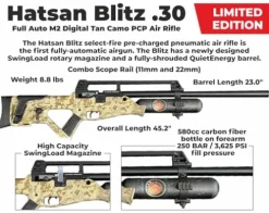 Wearable4U Hatsan Blitz Limited Edition PCP Air Rifle Bundle .30 Cal Digital Tan Camo with Pellets & Targets