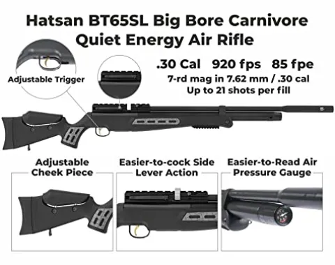 Wearable4U Hatsan BT 65 SL QE Big Bore Carnivore .30 Cal PCP Air Rifle Bundle w/Scope, Targets & Pellets