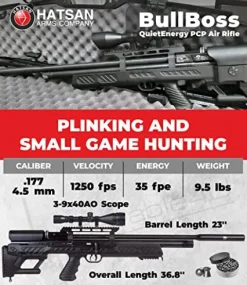 Wearable4U Hatsan BullBoss QE .177 Cal Air Rifle Bundle with Scope, Targets, Pellets & Hard Case
