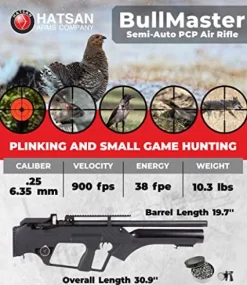 Wearable4U Hatsan BullMaster Semi-Auto PCP .25 Cal Air Rifle Bundle with 100x Targets & 150x Pellets