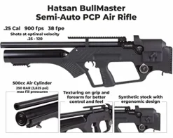 Wearable4U Hatsan BullMaster Semi-Auto PCP .25 Cal Air Rifle Bundle with 100x Targets & 150x Pellets