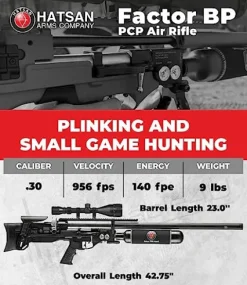 Wearable4U Hatsan Factor BP Bullpup .30 Cal PCP Air Rifle Bundle with Hard Case, Scope, Targets, and Pellets