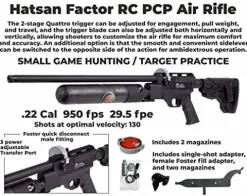 Wearable4U Hatsan Factor RC PCP .22 Caliber Air Rifle Bundle with Scope and 250 Pellets