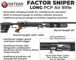 Wearable4U Hatsan Factor Sniper Long .35 Caliber PCP Air Rifle Bundle with Pellets and Targets