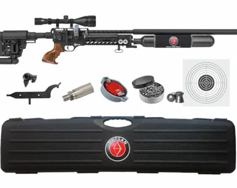 Wearable4U Hatsan Factor Sniper Long .35 Caliber PCP Air Rifle Bundle with Pellets, Targets, and Scope