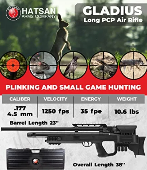 Wearable4U Hatsan Gladius Long .177 Cal Air Rifle Bundle with 500 Pellets and 100 Targets