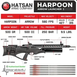 Wearable4U Hatsan Harpoon Arrow Air Rifle Bundle + Scope w/Rings + 6pk Arrows + Targets