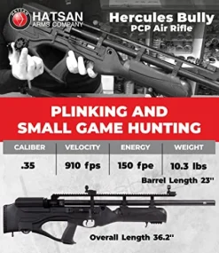 Wearable4U Hatsan Hercules Bully .35 Cal Air Rifle Bundle with 100 Pellets and Targets Black