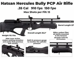 Wearable4U Hatsan Hercules Bully .35 Cal Air Rifle Bundle with Scope, Pellets, Hard Case & Cleaning Pen