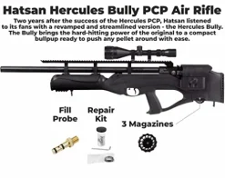 Wearable4U Hatsan Hercules Bully .35 Cal Air Rifle Bundle with Scope, Pellets, Hard Case & Cleaning Pen