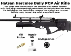 Wearable4U Hatsan HGHercBull-30 Hercules Bully .30 Caliber Air Rifle Bundle with Towel, 100 Pellets, 100 Targets Black
