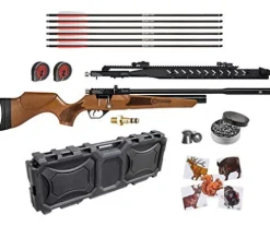 Wearable4U Hatsan Hydra .25 Cal QuietEnergy PCP Air Rifle Ultimate Bundle with Arrow Barrel, Hard Case, Targets, and Pellets