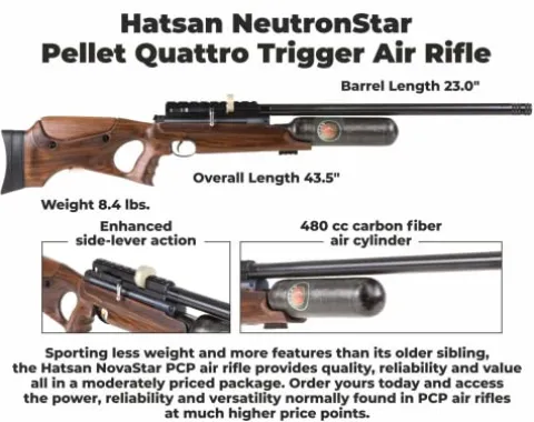 Wearable4U Hatsan NeutronStar .22 Cal PCP Air Rifle Bundle with 250 Pellets and 100 Paper Targets