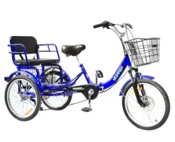 WEIMMIN Adult Tricycle 7 Speed, 20 Inch 3 Wheel Bikes Folding Tricycle for Adults Star Strip Blue