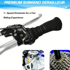 WEIMMIN Adult Tricycle 7 Speed, 20 Inch 3 Wheel Bikes Folding Tricycle for Adults Star Strip Blue