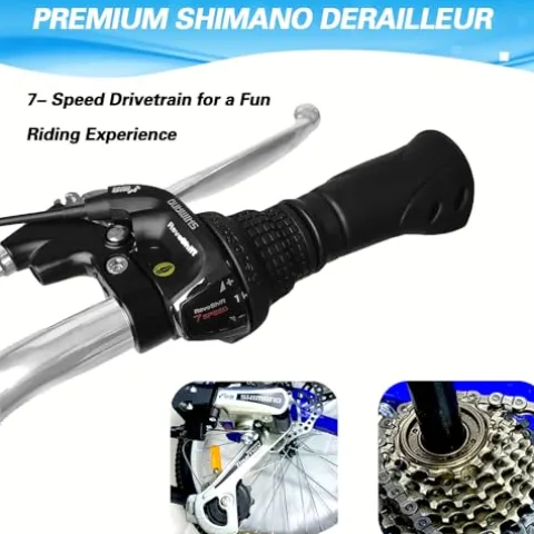 WEIMMIN Adult Tricycle 7 Speed, 20 Inch 3 Wheel Bikes Folding Tricycle for Adults Star Strip Blue