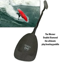 Werner Paddles Double Diamond Carbon Bent Shaft Whitewater Kayak Paddle-194cm Black
