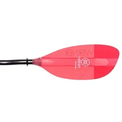 Werner Paddles Fiberglass Bent Shaft Kayak Paddle Translucent Red