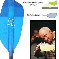 Werner Sidekick Fiberglass Straight Shaft Kayak Paddle Translucent Blue