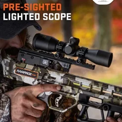 Wicked Ridge Rampage XS Crossbow Peak XT 390 FPS with Lighted Scope, Rope-Sled, Tactical Stock & 3 Arrows Peak Camo